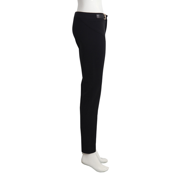 Cotton Blend Horsebit Detail Trousers Black