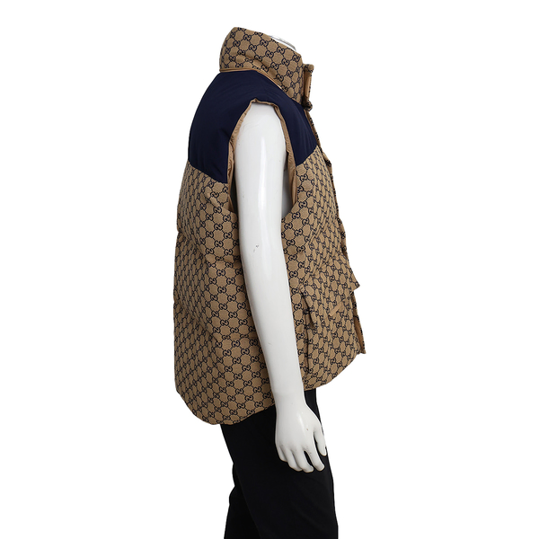 Cotton Blend GG Gilet Beige/Blue