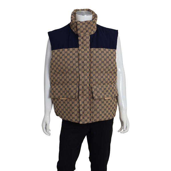 Cotton Blend GG Gilet Beige/Blue