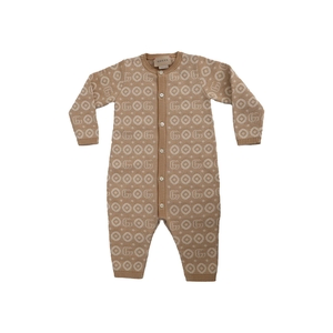 Wool Baby Jacquard GG Romper Brown/Beige