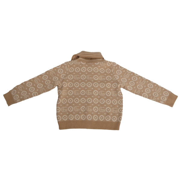 Wool Baby Jacquard GG Cardigan Beige/Brown