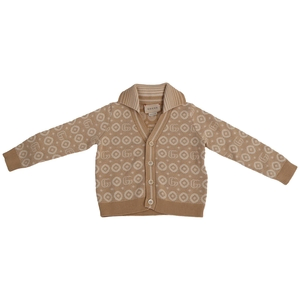Wool Baby Jacquard GG Cardigan Beige/Brown