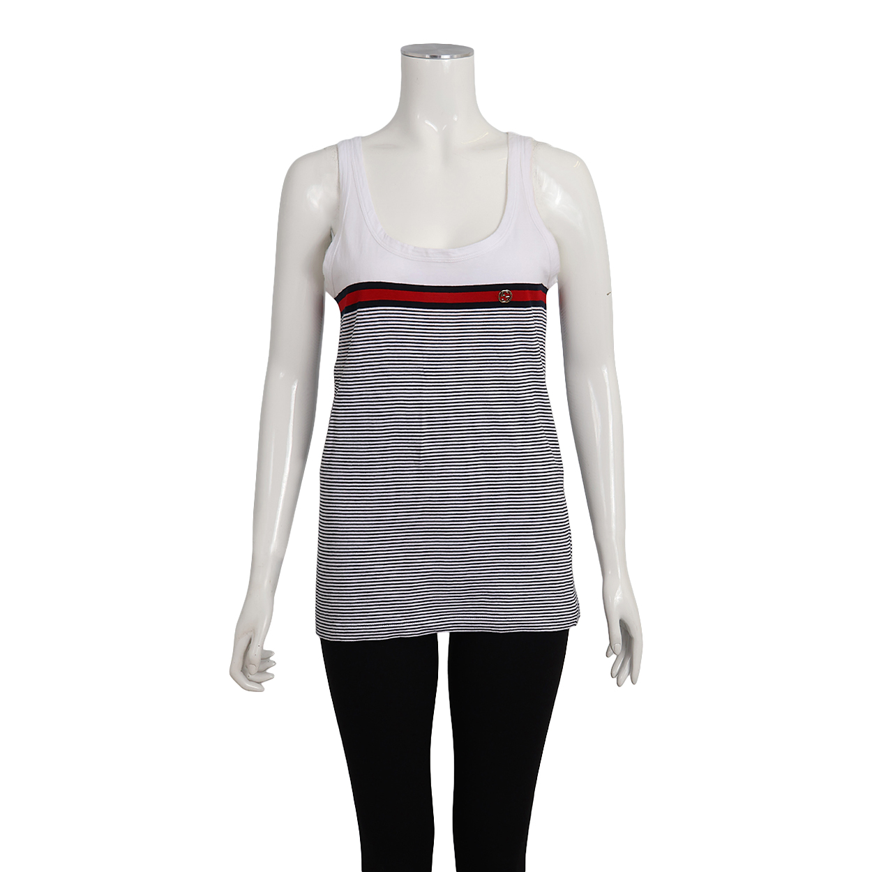 Vintage Cotton Striped Tank Top White/Black