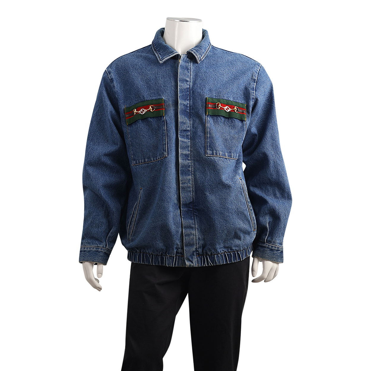 Cotton Horsebit Denim Jacket Blue