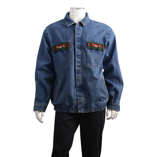 Cotton Horsebit Denim Jacket Blue