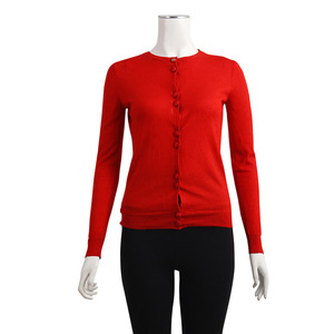 Mixed Material Cardigan Red