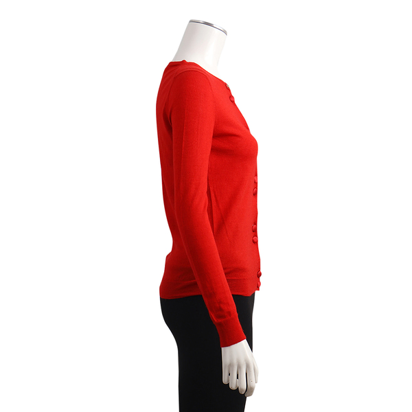 Mixed Material Cardigan Red