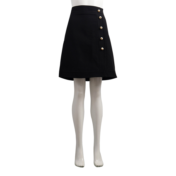 Wool/Silk Pearl Embellished Skirt Black