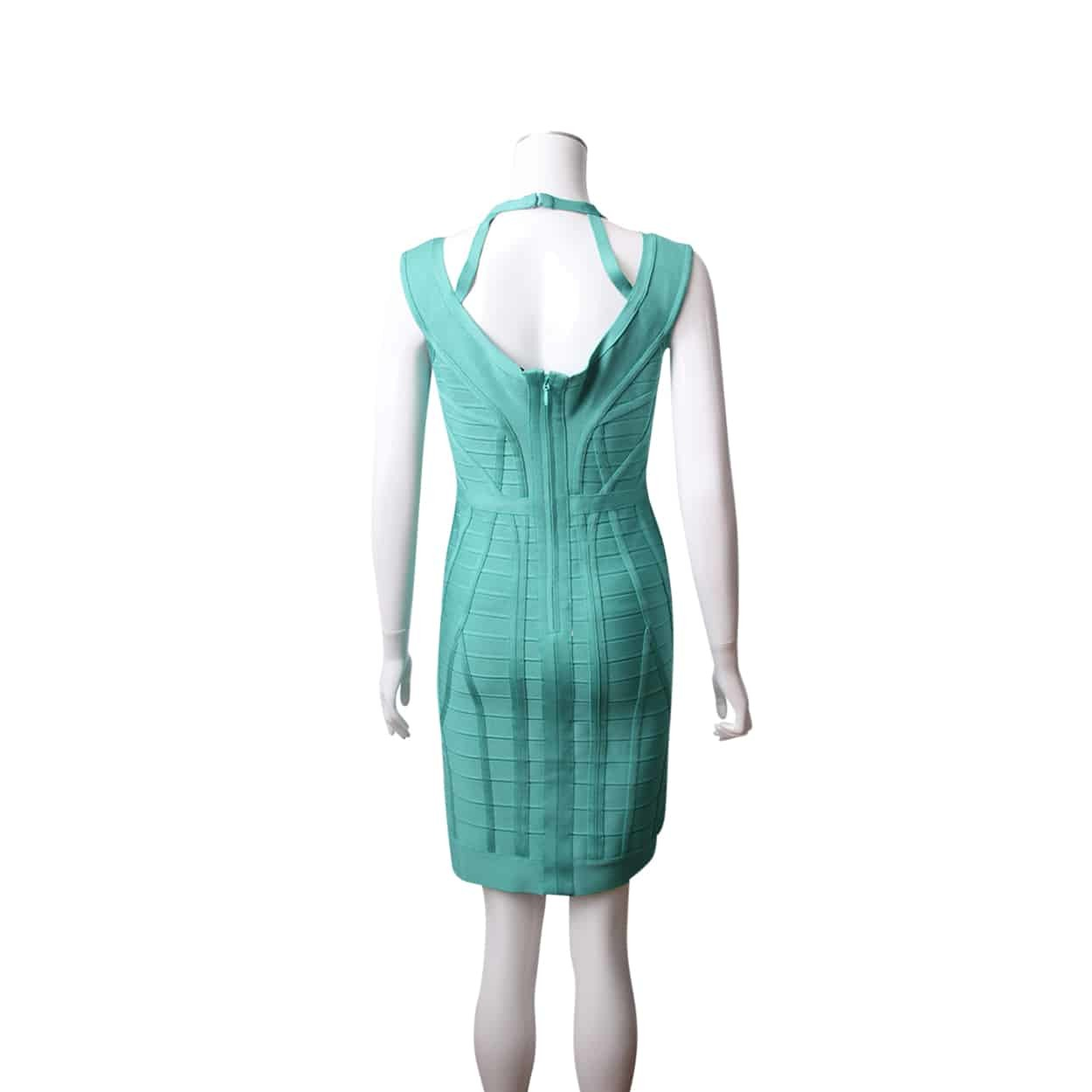 HERVE LEGER Rayon/Spandex Sleeveless Dress Aqua Jade