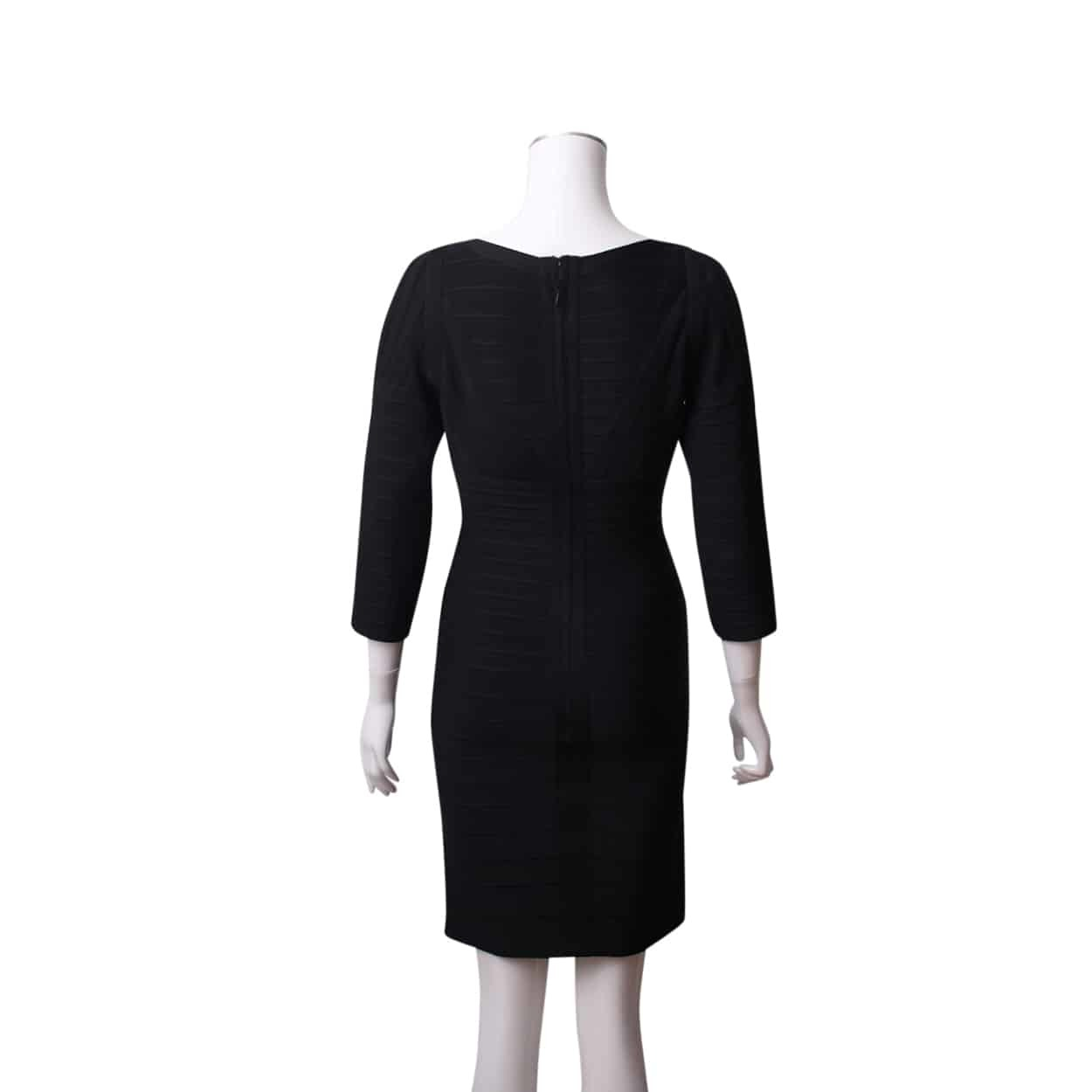 HERVE LEGER Rayon/Spandex Long Sleeve Dress Black | Luxity