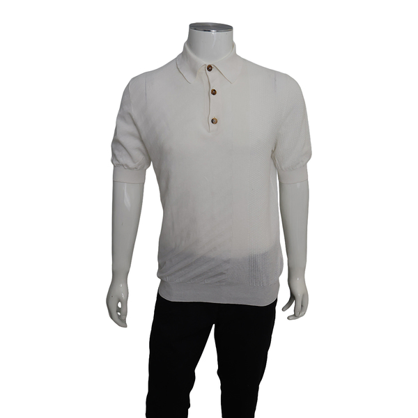 Cotton Knit Polo Shirt White