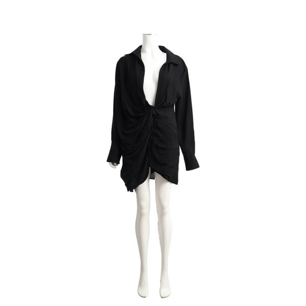 Viscose Blend La Montagne Draped Mini Dress Black