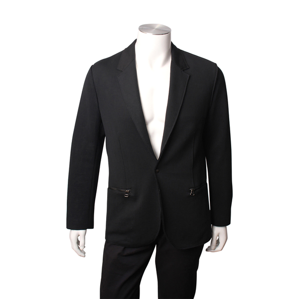 Cotton Blend Zip Pocket Jacket Black