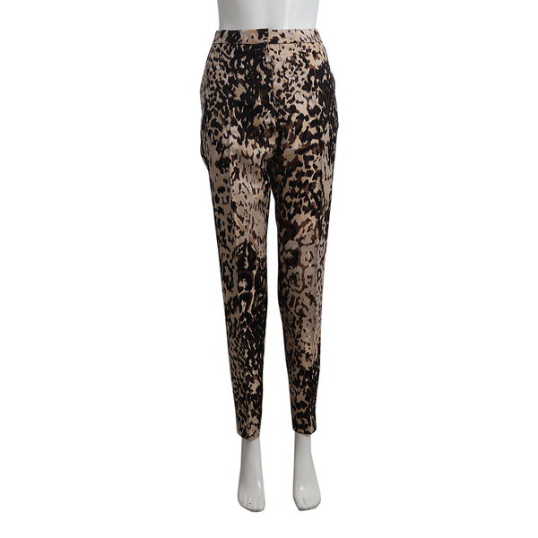 Acetate/Silk Animal Print Trousers Brown/Beige