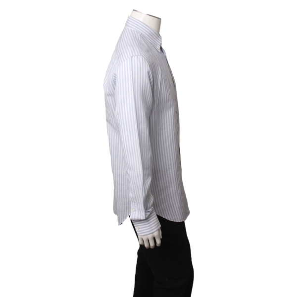 Cotton/Linen Stripe Shirt Blue/White