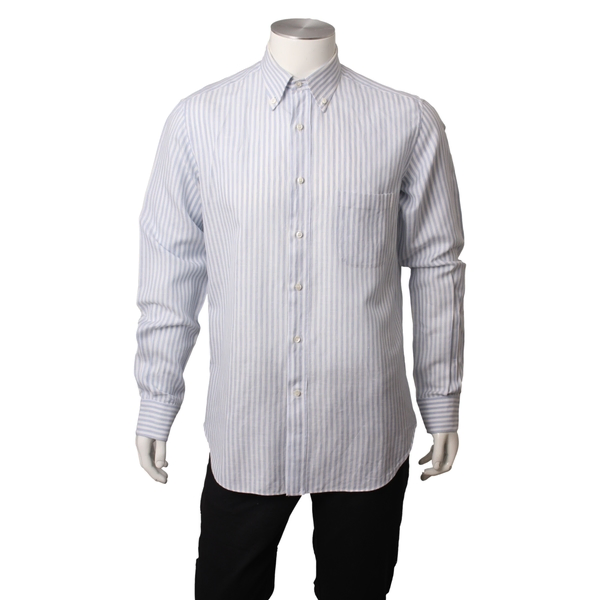 Cotton/Linen Stripe Shirt Blue/White