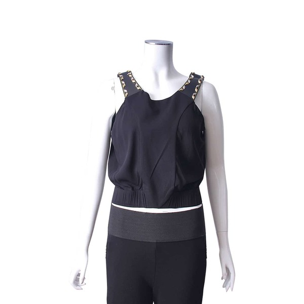 Viscose Embellished Sleeveless Top Black