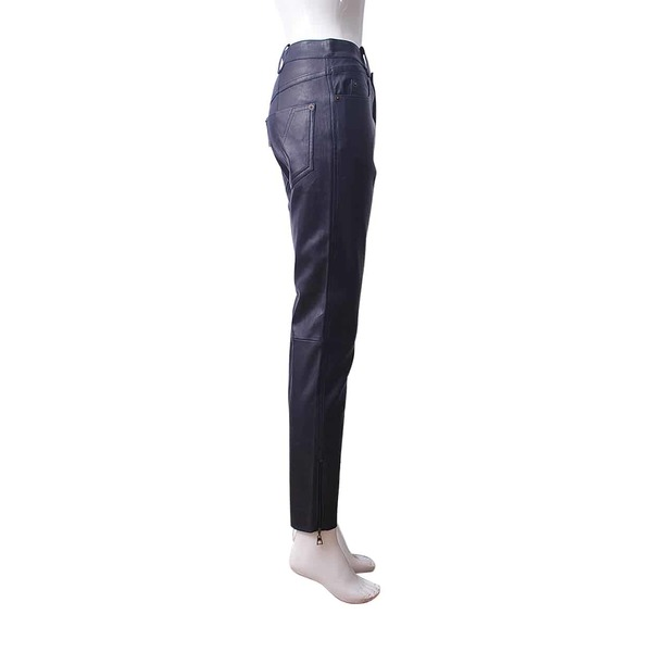 Leather Zip Detail Pants Navy