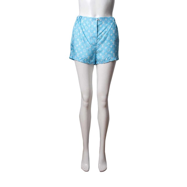 Monogram Silk Shorts Blue