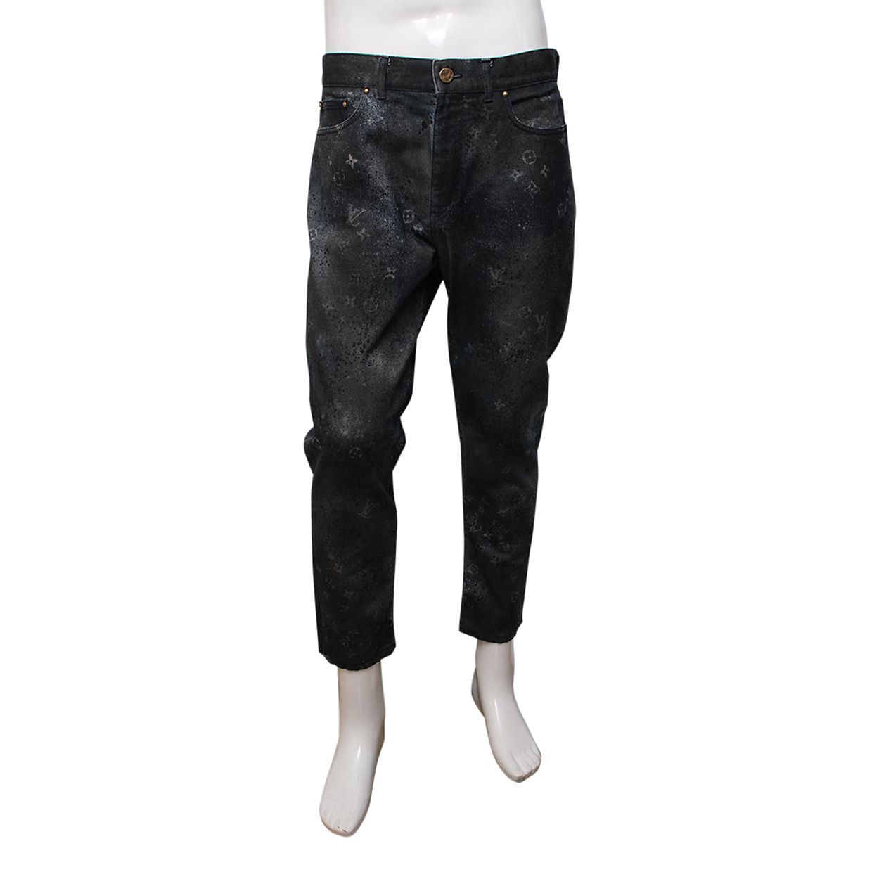 LOUIS VUITTON Denim Monogram Galaxy Baggy Jeans Black | Luxity