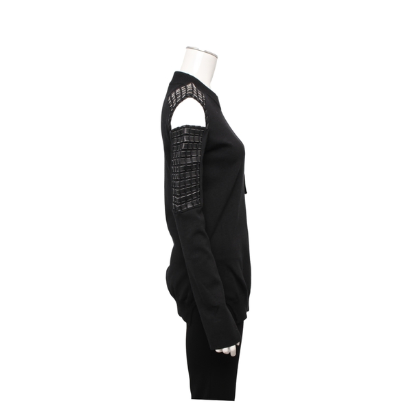 Silk/Wool Blend Shoulder Cut-Out Sweater Black