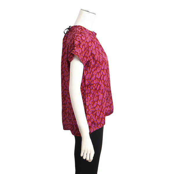 Silk Top Leopard Print Purple/Orange