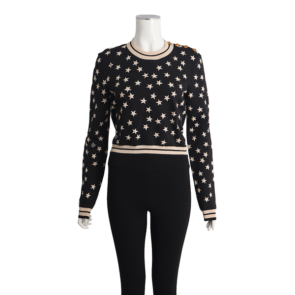 Silk Blend Star Top Black/White
