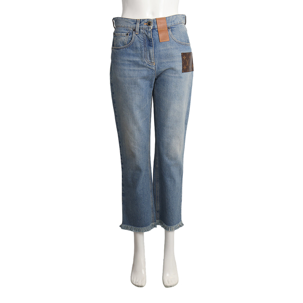 Denim Monogram Patch Jeans Blue