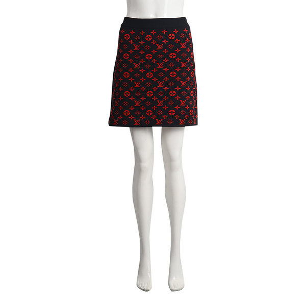 Wool Knit Mini Skirt Red/Black