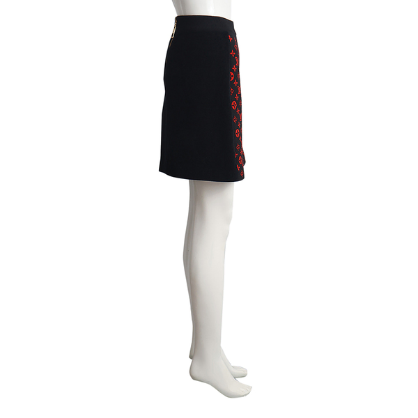 Wool Knit Mini Skirt Red/Black
