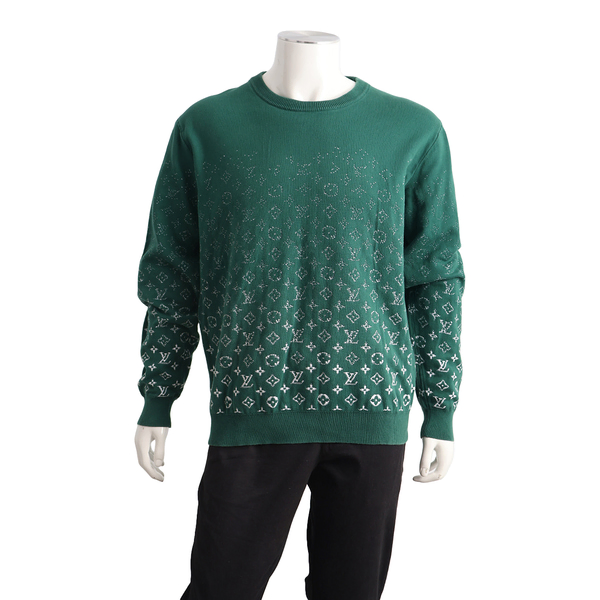 Cotton Monogram Gradient Crewneck Green