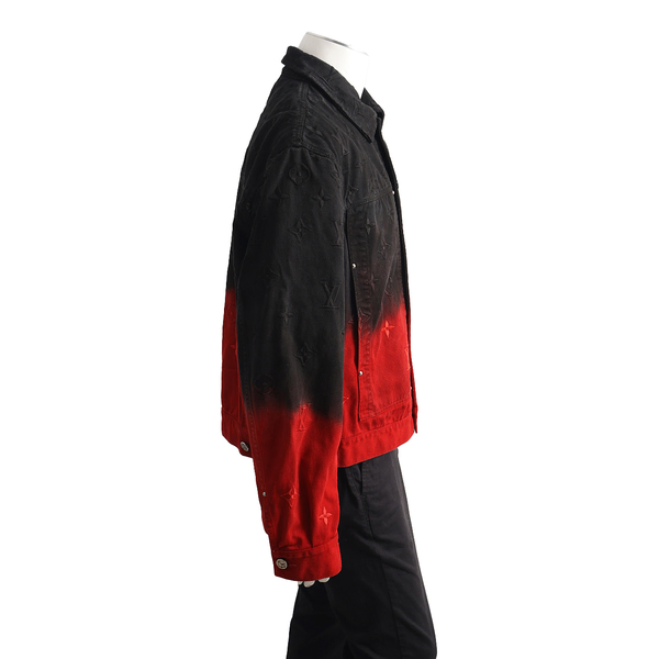 Cotton Denim Jacket Red/Black Ombre