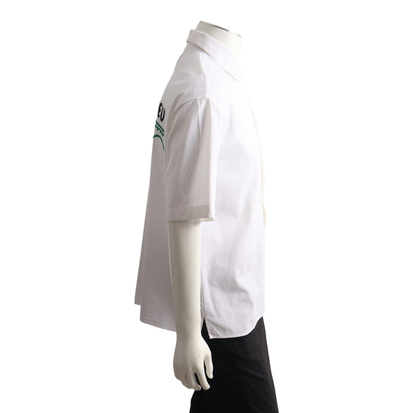 Cotton Embroidered Flower Shirt White