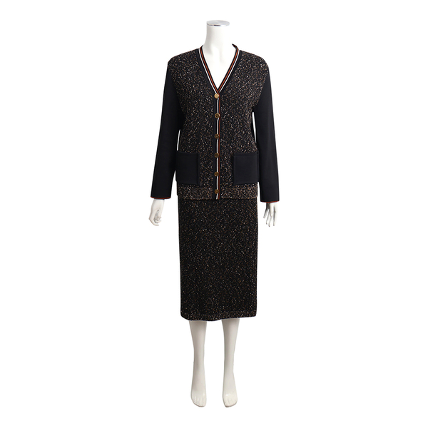 Viscose Blend Skirt Suit Black