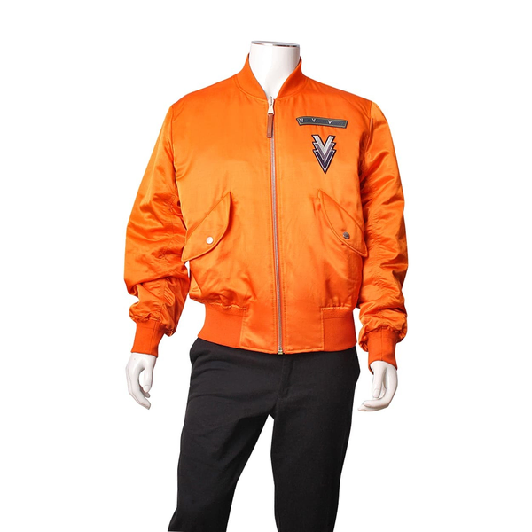 Mixed Material Voguez Voyagez Reversible Bomber Jacket Orange/Navy