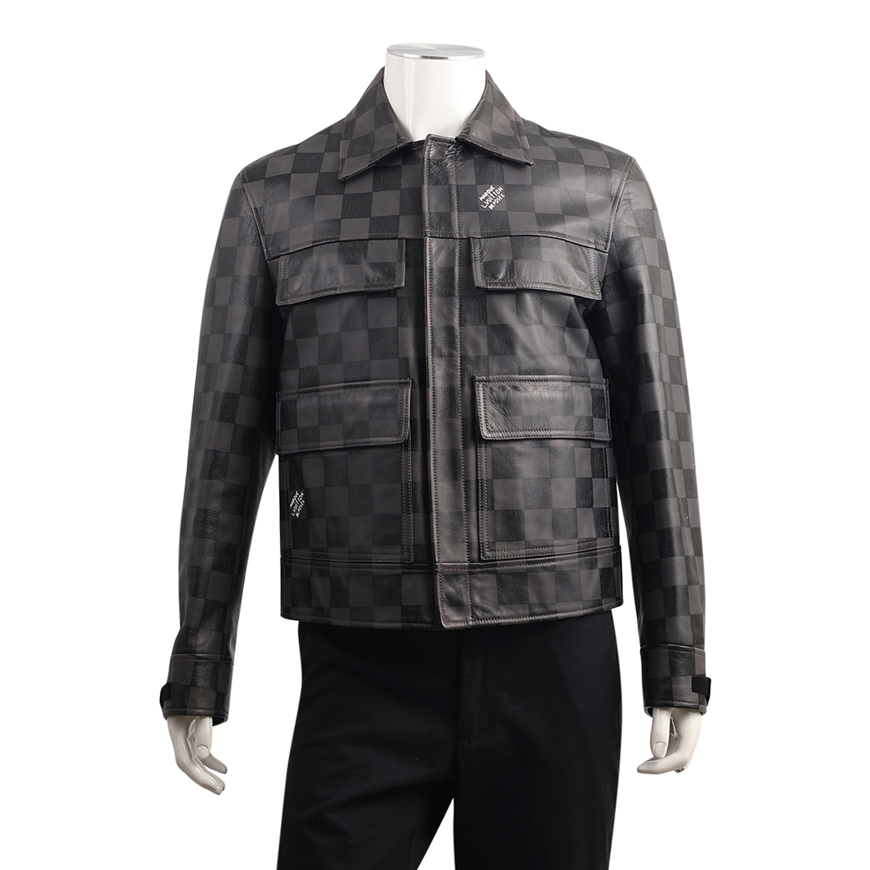 Leather Damier Trucker Jacket Grey/Black
