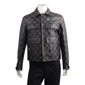 Leather Damier Trucker Jacket Grey/Black