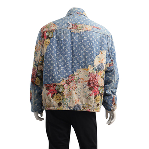 Monogram Distressed Floral Workwear Jacket, view 3