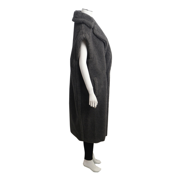 Wool Teddy Vest Coat Grey