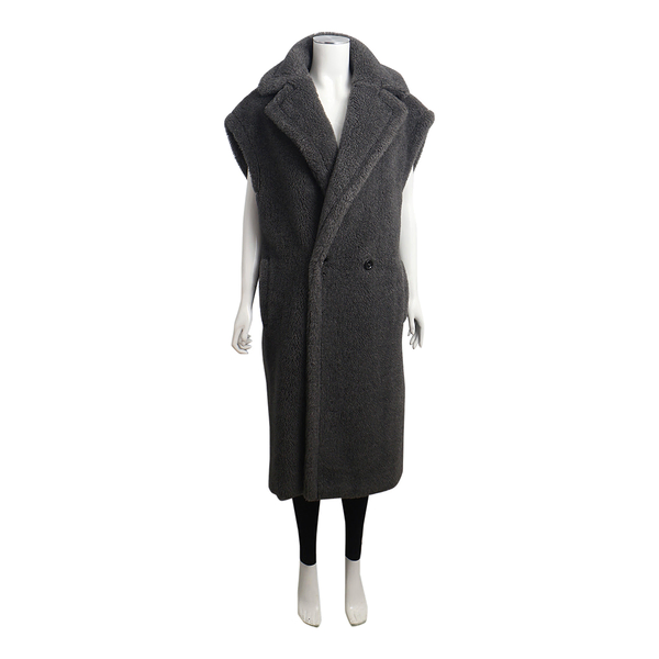 Wool Teddy Vest Coat Grey
