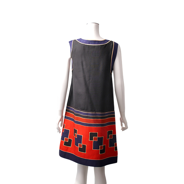 Silk Pattern A-Line Dress Multicolour