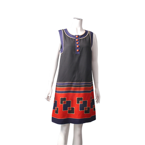 Silk Pattern A-Line Dress Multicolour
