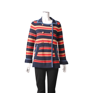 Cotton Striped Cardigan Navy/Red