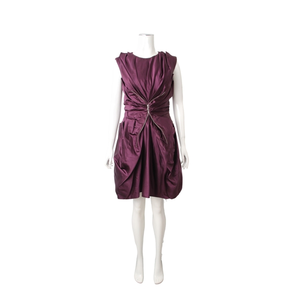 Silk Zip Detail Dress Purple