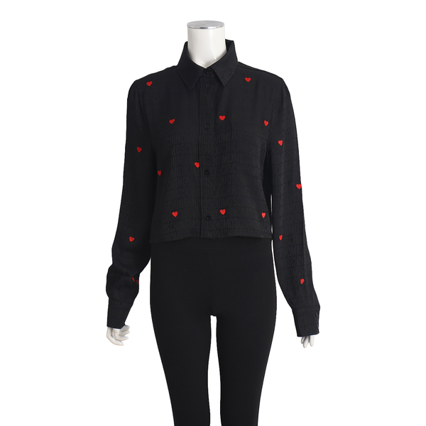 Acetate/Silk Jacquard Logo Shirt Black