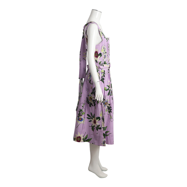 Cotton Passionflower Belted Midi Dress Lilac