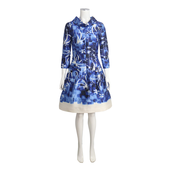 Silk/Cotton Runway Dress Blue