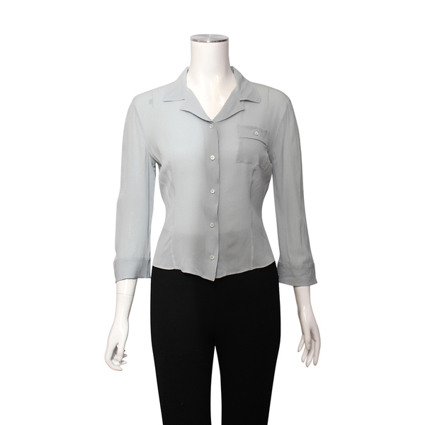 Vintage Silk Blend Blouse Light Blue