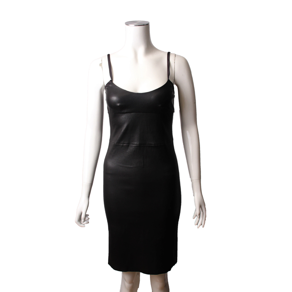 Leather Strappy Dress Black