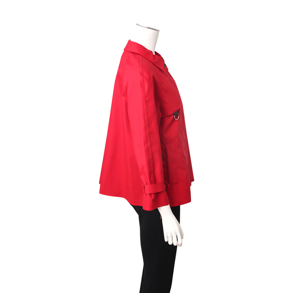 Cotton D-Ring Trench Jacket Red